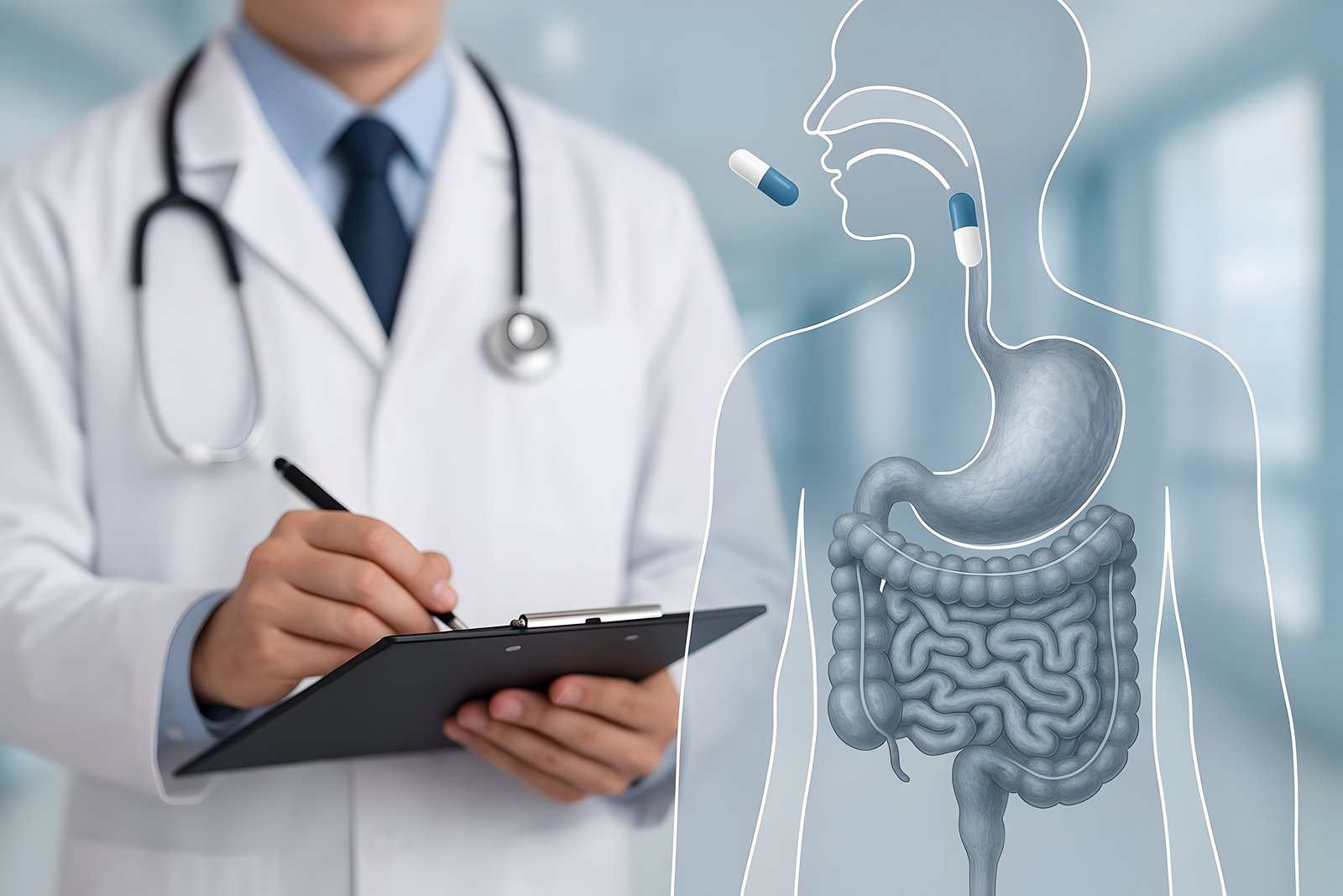 Doctor consulting patient about colonoscopy procedure